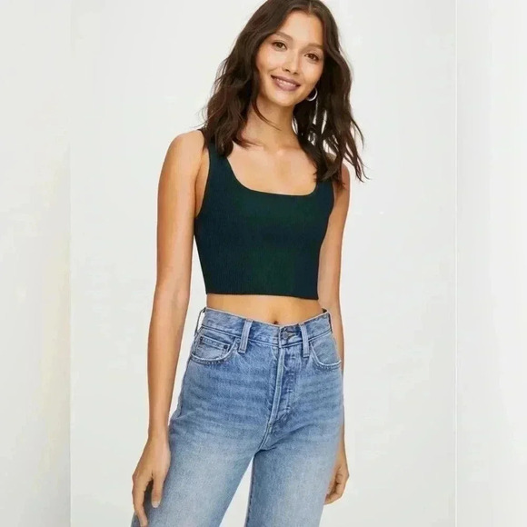 🔥Babaton🔥 | Aritzia forest green Arjun knits fitted ribbed tank top - Picture 1 of 11